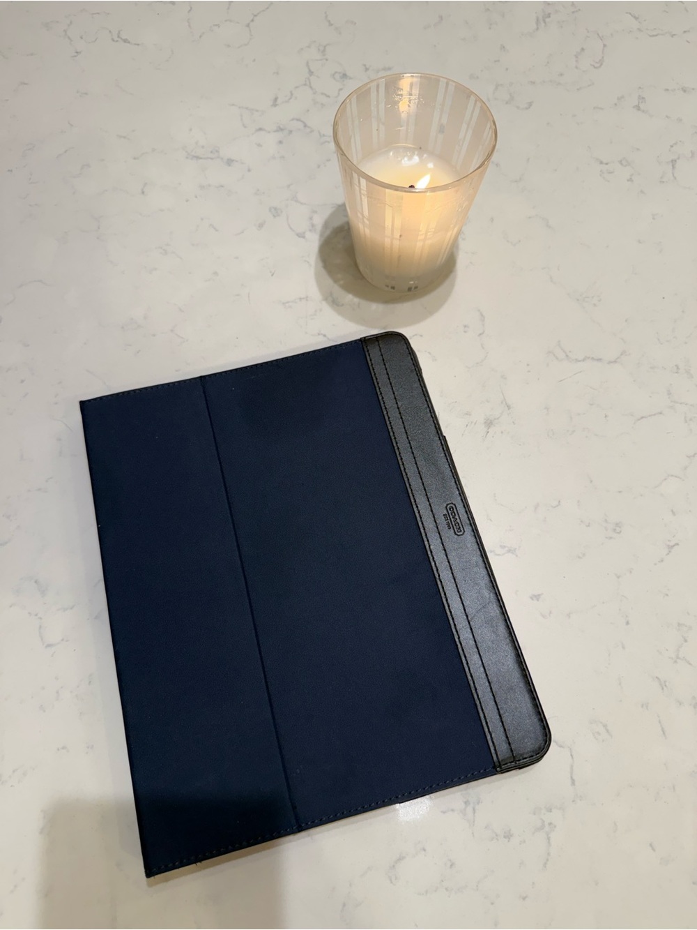 Coach Navy Blue Tablet Cover with Black Trim